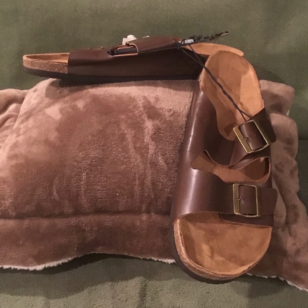 Falls Creek Mens Buckled James Sandal - Brown 13M - Picture 1 of 4